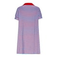 thumbnail image 5 of Plus Size Dresses, Women's Summer Lapel Collared V Neck Striped Dress Casual Short Sleeve Dresses(Blue,XXL), 5 of 8