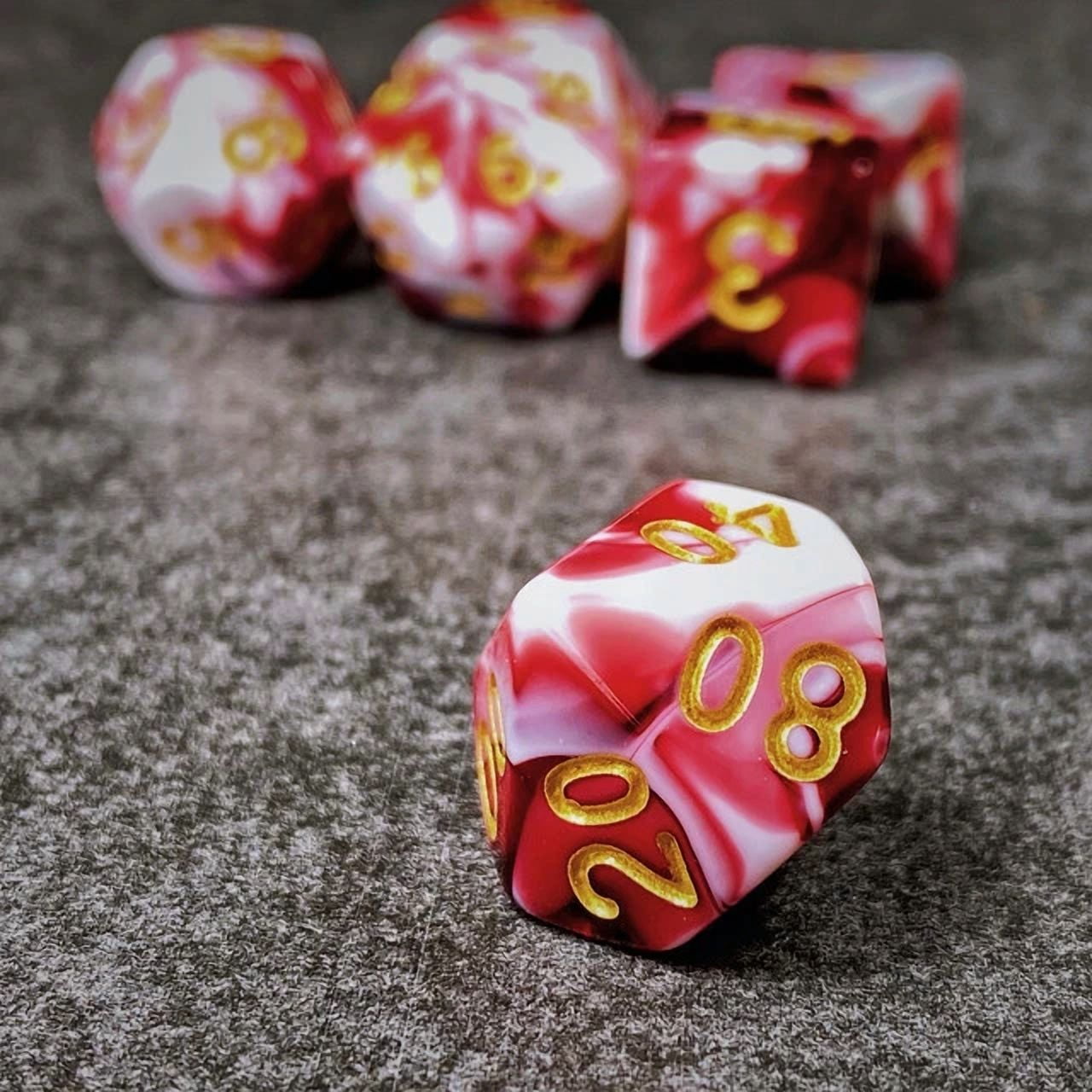 Sage'S Stones - Red/Wht Acrylic Polyhedral Dice Set Games Dnd Dungeons Dragons