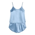 thumbnail image 7 of VBTAPA Womens Satin Pajamas Set Tie Back Silk Pjs Adjustable Lingerie Cami Top and Shorts Nightwear Sets Light Blue S, 7 of 7