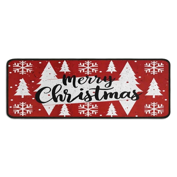 Kitchen Rug Set of 2 Non Skid Christmas Kitchen Mats for Floor,Red Christmas Tree Winter Snowflake Kitchen Runner for Bathroom,Room Outdoor (47x17 30x17 Inches)