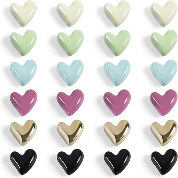 CCOCC 24Pcs Fridge Magnets,Cute Love Heart Decorative Magnets,Colorful Refrigerator Magnets for Whiteboard Cabinet Locker,Strong Holding Power