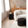 thumbnail image 5 of Kevinplus Black Coffee Table with Gold Rim Bottom End Table Round Wood Side Table for Living Room Bedroom, 5 of 10