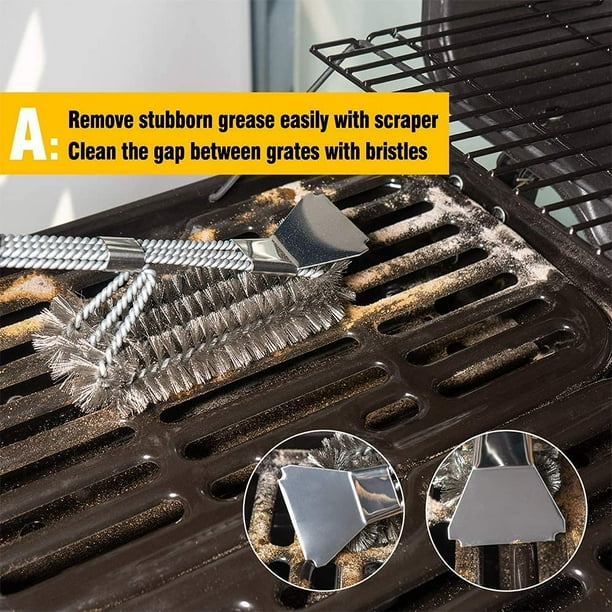 2 Set Grill Brush and Scraper Bristle Free Safe BBQ Brush for Grill 18 Stainless Grill Grate Cleaner for Porcelain Cast Iron Stainless Steel Grill Grate Cooking Grid Walmart Business Supplies