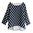 thumbnail image 4 of AKOEE Linen 3/4 Sleeve Tops for Women T-Shirts Graphic Casual Loose Round Neck Tshirts Spring Summer Fall Tees (2XL, Black|Dots), 4 of 8