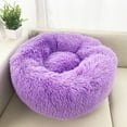 thumbnail image 3 of Soft Round Purple Pet Bed for Cats and Small Dogs, Queta Cozy Plush Animal Bed, 50cm, 3 of 5