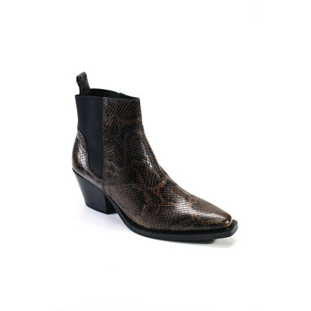 

Everlane Womens Leather Western Snake Print Ankle Boot Brown 8