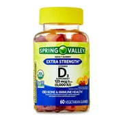 Spring Valley Extra Strength Vitamin D3 Gummies for Bone and Immune Health, 125mcg (5000 IU), 60 Count