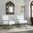 thumbnail image 3 of Armen Living Calgary Contemporary Accent Chair in Polished Stainless Steel Finish with White Faux Fur, 3 of 3