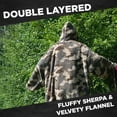 thumbnail image 5 of Reversible Sherpa and Micro-Mink Oversized Wearable Throw Blanket Hoodie, Green Camo Pattern, Unisex One size Fits Most, 5 of 7