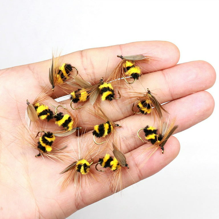 10 Pcs Fishing Artificial Insect Bait Bumble Bee Fly Trout Fishing Lures  Bionic