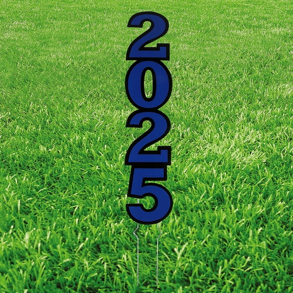 Fun Express 11" x 30" Blue Class of 2025 Vertical Corrugated Plastic Yard Sign