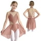 thumbnail image 3 of Niños Niñas patinaje artístico Ballet danza lírica disfraz de actuación diamantes de imitación brillantes malla transparente leotardo con falda Ropa de baile, 3 of 5
