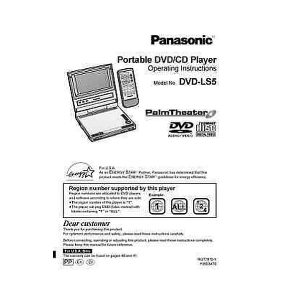 Instruction Manual ONLY for Panasonic DVD-LS5 DVD Player Owners Instruction Manual REPRINT