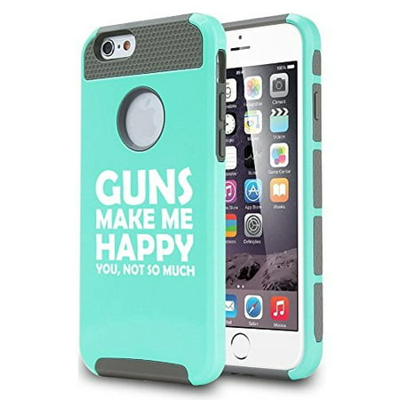 For Apple (iPhone 8) Shockproof Impact Hard Soft Case Cover Funny Guns Make Me Happy You Not So Much (Best 3 8 Impact Gun)