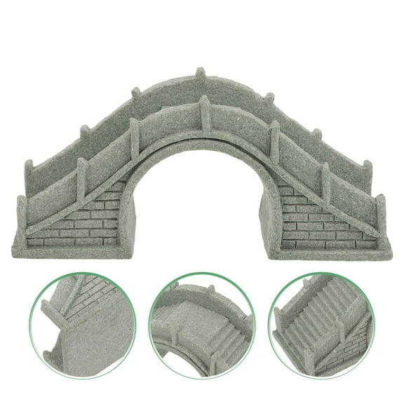 KALLORY Outdoor Resin Bridge Statue Vintage Arch Bridge Zen Style Sculpture Garden Statue