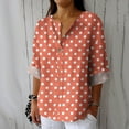 thumbnail image 2 of VEKDONE Women's Linen Button Shirts Fall Long Sleeve V-Neck Tunic Tops Polka Dot Print Plus Size Blouse Casual Loose Lightweight Pullover Top, 2 of 5