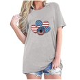thumbnail image 2 of Fiudx Ofertas Flash Del Día Camiseta de Manga Corta con Cuello Redondo y Estampado de Bandera de Moda para Mujer, 2 of 4
