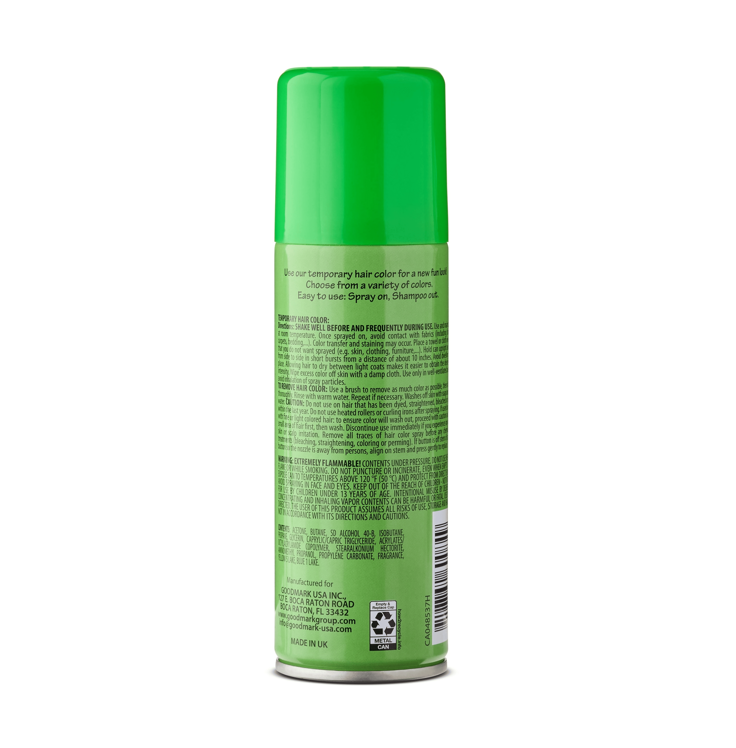 Green Hair Spray, Halloween Accessory, Temporary Color, 3oz, by Goodmark
