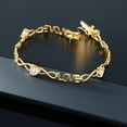 thumbnail image 3 of Gem Stone King 2.86 Ct Heart Shape Rose Rose Quartz 18K Yellow Gold Plated Silver Bracelet for Women, 3 of 4