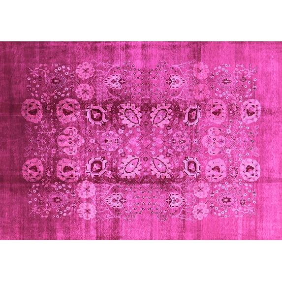 Ahgly Company Indoor Rectangle Oriental Pink Industrial Area Rugs, 4' x 6'