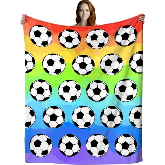Soccer Blanket Sports Ball Popular Super Soft Flannel Football Blankets and Throw Lightweight Cozy Plush Bedding for Gifts Girls Boys Kids Adults 50"X40"