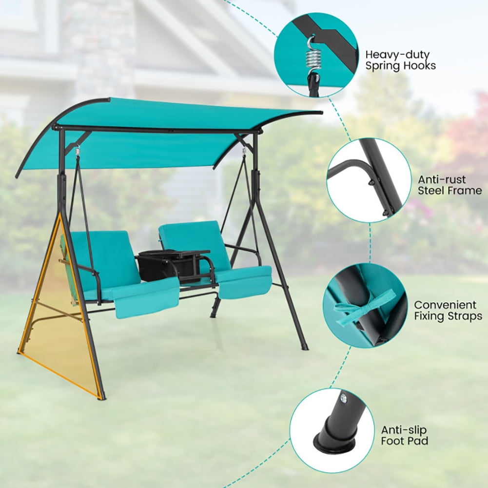 Aimee Lii Porch Swing Chair with Adjustable Canopy, Swing Chair Outdoor, Turquoise Aimee Lii Porch Swing Chair with Adjustable Canopy, Swing Chair Outdoor, Turquoise