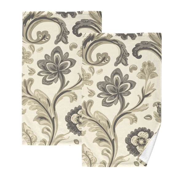 Ryvnso Artistic Paisley Floral Cotton Hand Towels Sets Face Towel 2 PCs Bathroom Decorative