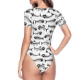 thumbnail image 4 of Daiia Fish Bones print Women's Crew Neck Short Sleeve Bodysuit Fashion Tops Fit Casual Basic Extender Bodysuit-XX-Large, 4 of 9