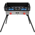 thumbnail image 4 of Hike Crew Cast Iron Double-Burner Outdoor Gas Stove | 150,000 BTU Portable Propane-Powered Cooktop w/ Compact Foldable Legs, Temperature Control Knobs, Wind Panels, Hose Regulator & Storage Carry Case, 4 of 7