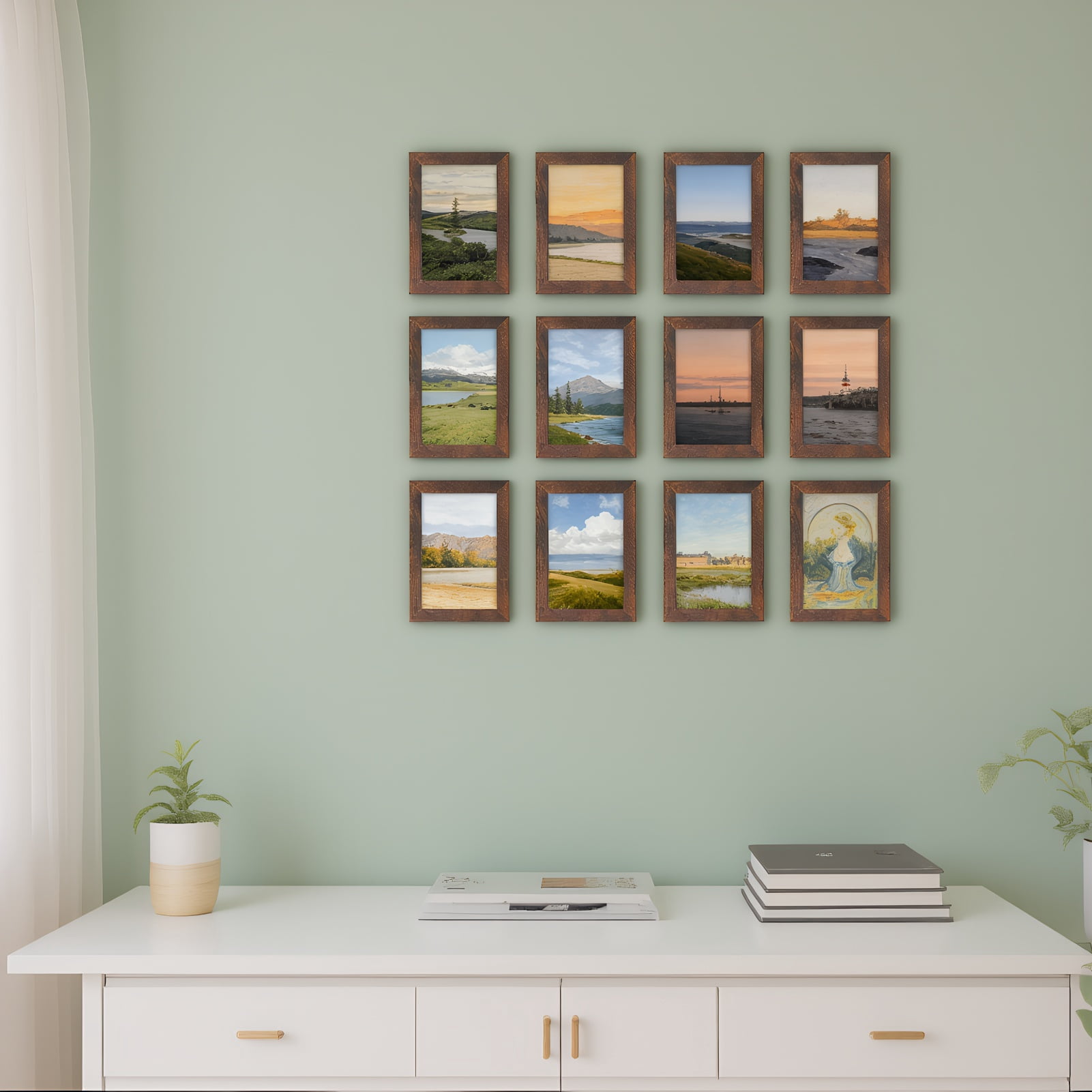 4x6 Picture Frames Set of 18, Rustic Texture Brown Modern Farmhouse Style Wall Decor