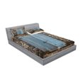 thumbnail image 2 of Ambesonne Rustic Fitted Sheet & Pillow Sham Set, Medieval Stone Wall, Queen, Blue Grey, 2 of 2