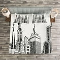 thumbnail image 3 of Ambesonne Grunge Quilted Bedspread Set 3 Pcs, Urban Architecture Art, Queen Size, Black White, 3 of 3