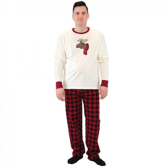 Touched by Nature Mens Unisex Holiday Pajamas, Moose, Small
