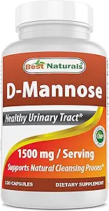 (3 pack) Best Naturals D-Mannose Capsules Urinary Tract Health Supplement 1500mg 120 Count Gluten Free