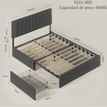 thumbnail image 2 of Zocalo Base de Cama  Full Size | Cama con Almacenamiento, Respaldo Ajustable y 4 Cajones | Gris oscuro, 2 of 9