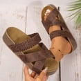 thumbnail image 4 of Women's Thick Bottom Woven Cross Sandals - Casual Beach Slippers for Women, 4 of 9