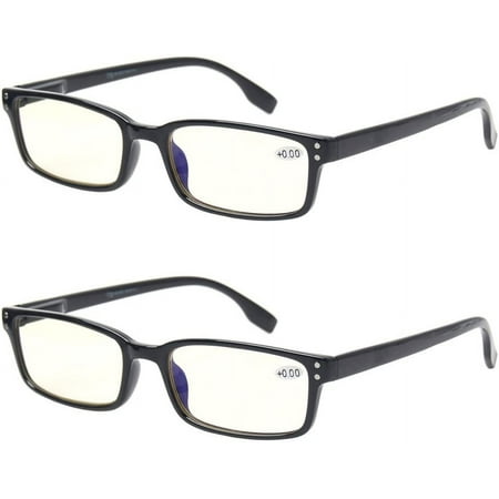 Kerecsen Computer Glasses 2 Pair UV Protection, Anti Blue Rays, Anti Glare and Scratch Resistant Computer Reading Glasses Black 2.0 x