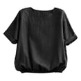 thumbnail image 5 of Womens Summer Tops Crew Neck Cotton Top Medium Sleeve T Shirt Loose Pullover, 5 of 6
