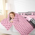 thumbnail image 3 of spefrowx Glam Style Pink Bow Queen Comforter Set for Kids Girls, Black Stripe Polka Dot Comforter Sets Queen, Pink Reversible, 3 Pieces, 1 Comforter and 2 Pillowcases, 3 of 6
