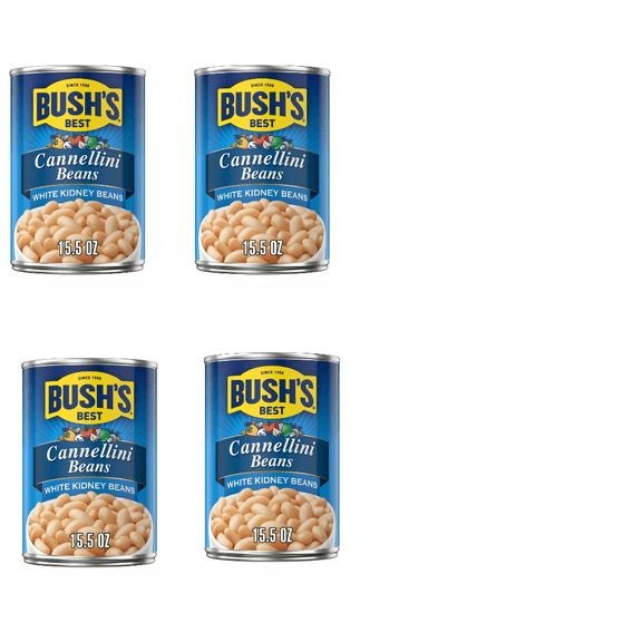 Bush's Cannellini Beans 15.5 oz Pack of 4 - Cannellini Beans, Multi-Pack, White Beans, Cannellini, Protein