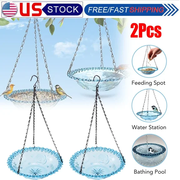 PURELY- 2Pcs Hanging Bird Baths Hanging Bird Feeders Bird Water Bowl For Garden Outdoor