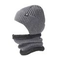 thumbnail image 2 of 2Pcs/Set Winter Fleece Lining Knitting Beanie Hat Scarf Set Ear Protection Solid Color Thickened Warm Knitting Hat Neck Scarf Set, 2 of 8