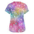 thumbnail image 4 of Dweltoz Print Scrub Top for Women Short Sleeve Stretch Scrub Shirt Classic Fit V Neck Scrub Tops Fade Resistant Breathable Scrubs With 2 Pockets,Multicolor XL, 4 of 5