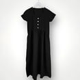 thumbnail image 2 of TaTaai Short Sleeve V-Neck Maxi Dress Women's Solid Color Casual Pocket Detail Stretchy Polyester Blend Summer Long Dress Gift, 2 of 9