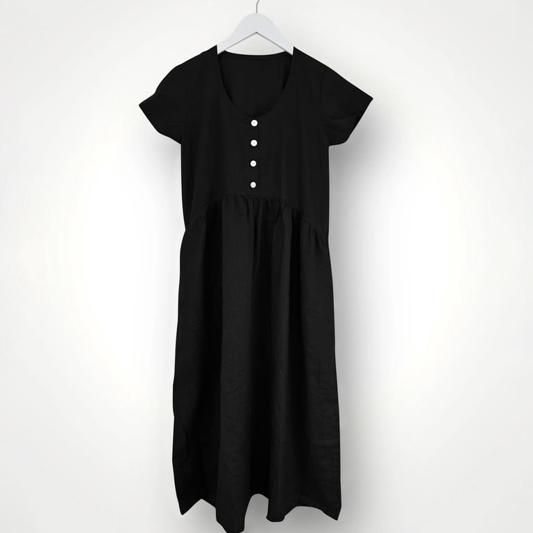 a line tent dress Plus Size Summer Dresses Short Sleeve Solid Color V-Neck A-Line Beach Vacation Casual Loose Tent Dress with Pocket