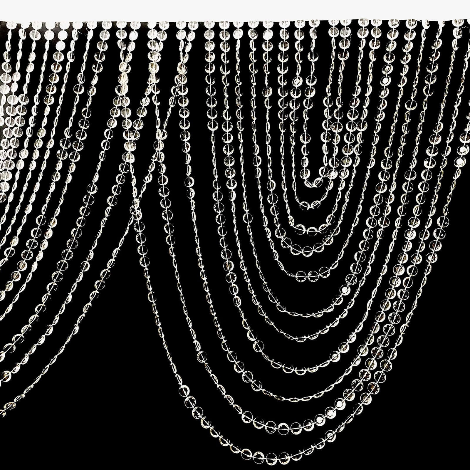 Balsa Circle 2 Clear Acrylic Crystal Beaded Doorway Curtains Valance Fabric Top Rod Pocket Party Decorations