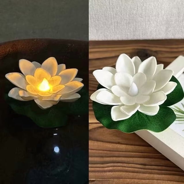 Waterproof LED Floating Candle Light with Flickering Effect, Lifelike Flower Shape, Battery Operated for Pool Pond Garden Decor, Romantic Ambiance, Safe for Indoor and Outdoor Use