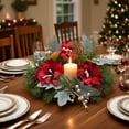thumbnail image 4 of YIKA Christmas Candlestick Wreath White And Red Pines Cones Pines Branches Green Plant Decoration Suitable For Candle Centerpiece C, 4 of 6
