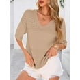 thumbnail image 5 of PRETTYGARDEN Women's Short Sleeve Sweater Tops Spring Summer Casual V Neck Ribbed Knit Trendy Eyelet Blouse T Shirts, 5 of 10