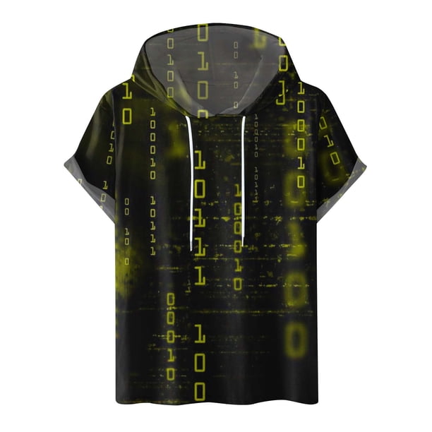 Pantalones Cortos Casuales para Hombre Impresión Digital Pullover Camiseta con Capucha Deportiva de Fitness, Blusa de Cuello Redondo de Poliéster para Al Aire Libre, Diaria Y Toda la Temporada